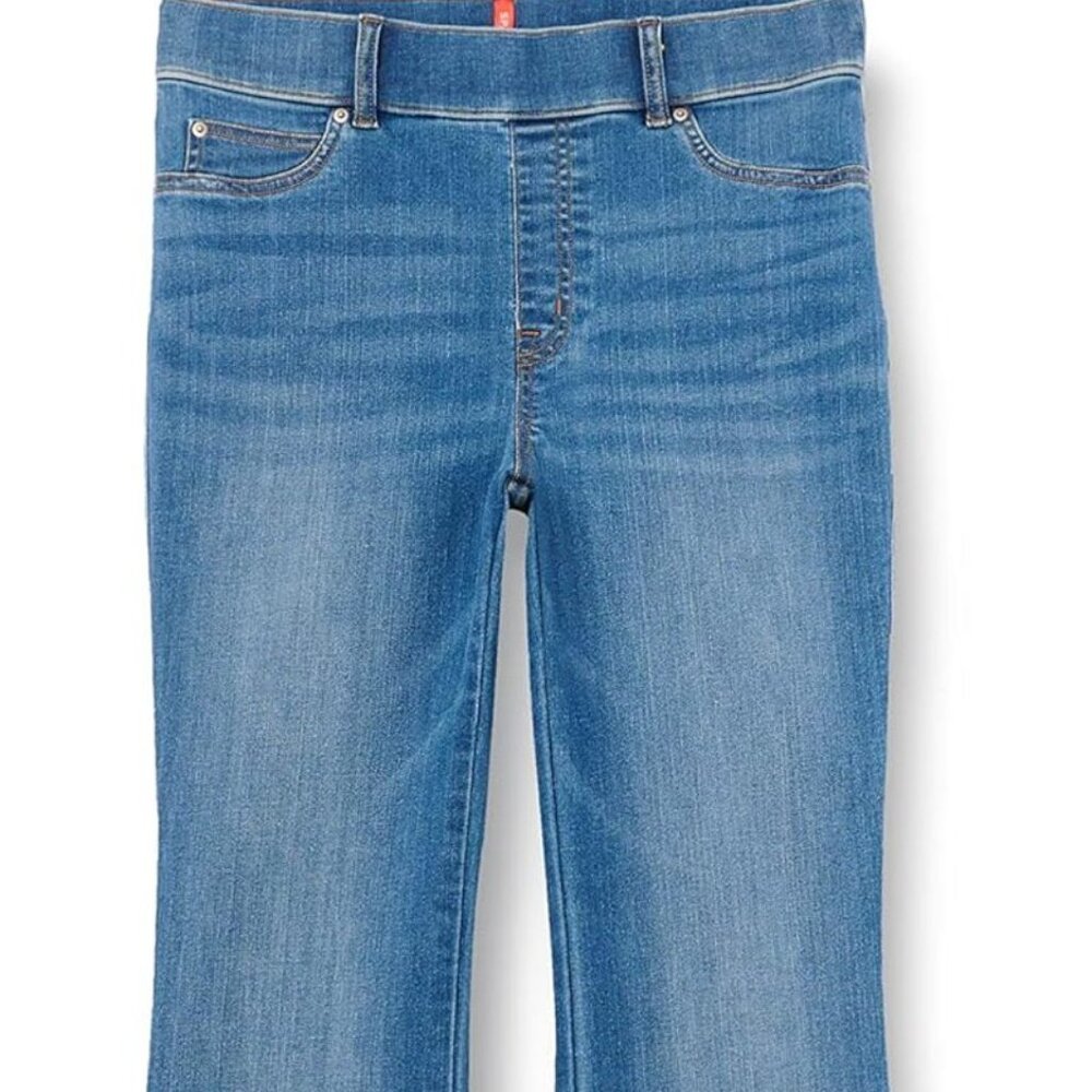 SPANX Flare Jeans XS Vintage Indigo High Rise Pull On Tummy Control 31.5”